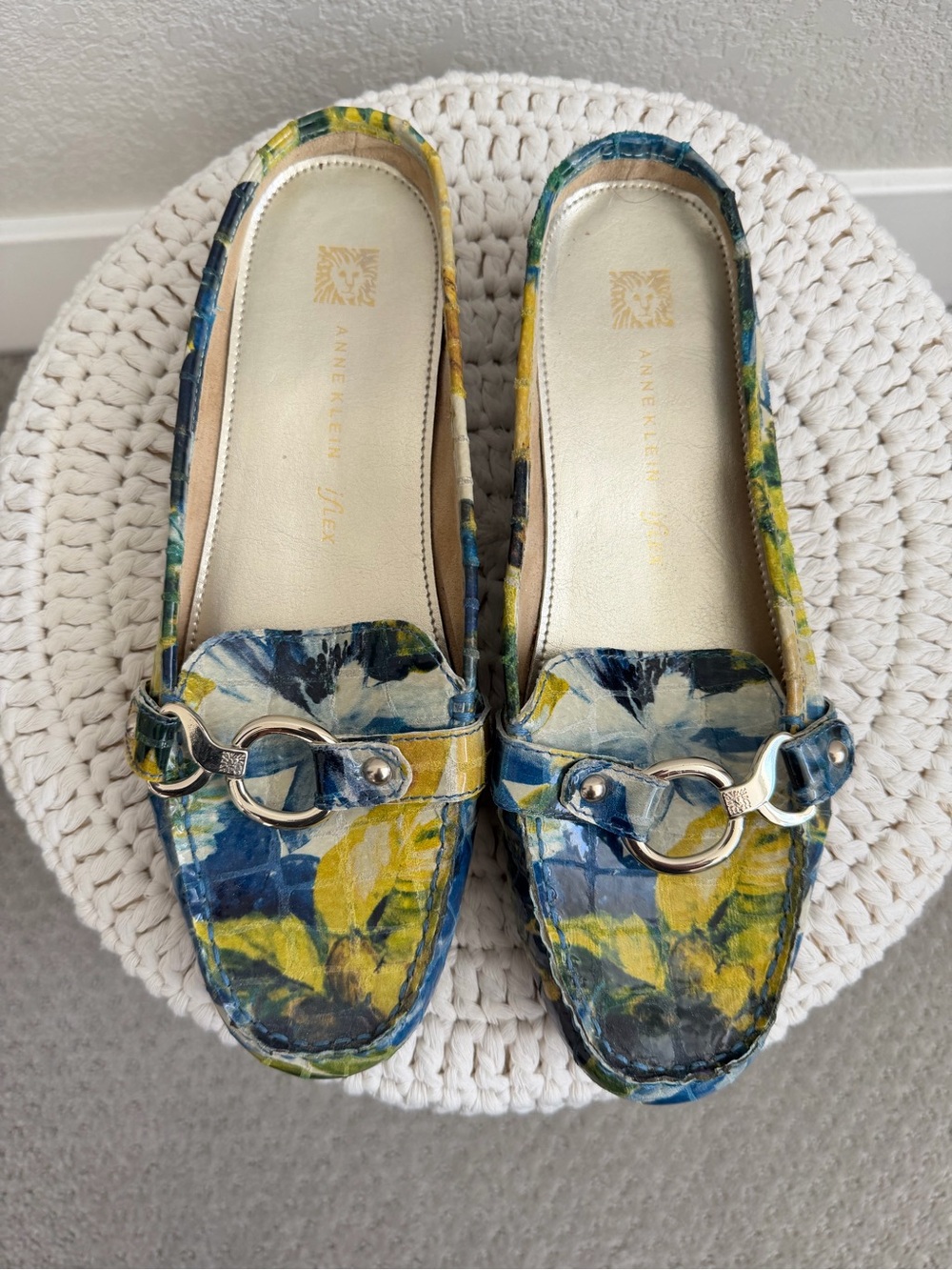 Anne Klein Blue & Yellow Floral Loafers